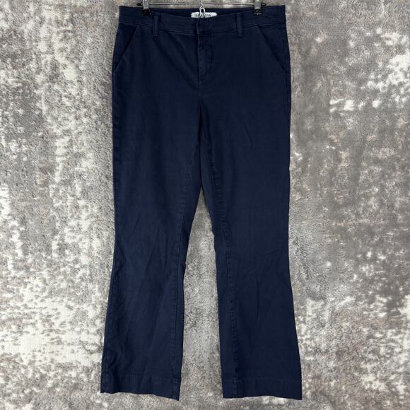 Lila Ryan Size 8 Flat Front Career Chino Pants Navy Button Zip Straight Leg - Picture 1 of 12